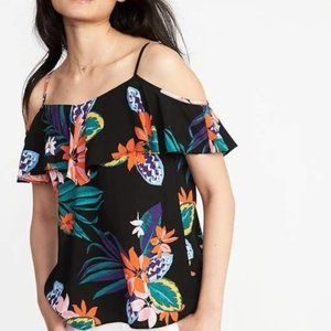 Old Navy Tropical Floral Ruffled Cold-Shoulder Cami